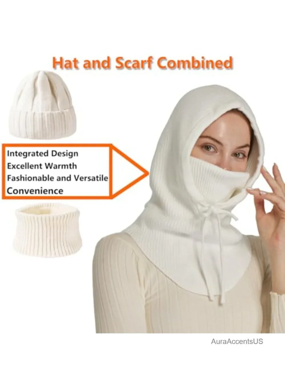 Knit Balaclava for Women Winter Ski Face Mask Neck Warmer One Size